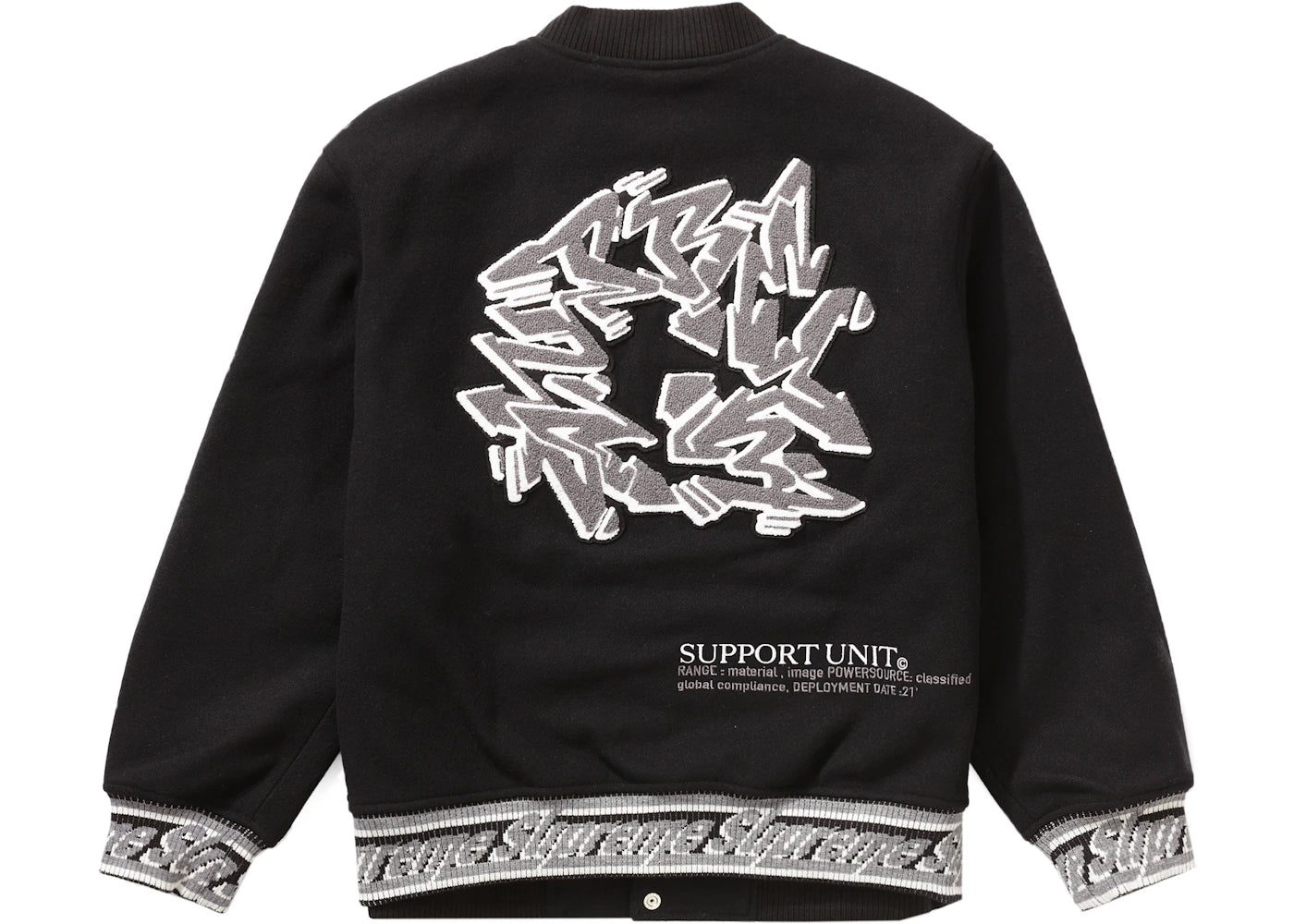 Supreme Support Unit Varsity Jacket Black