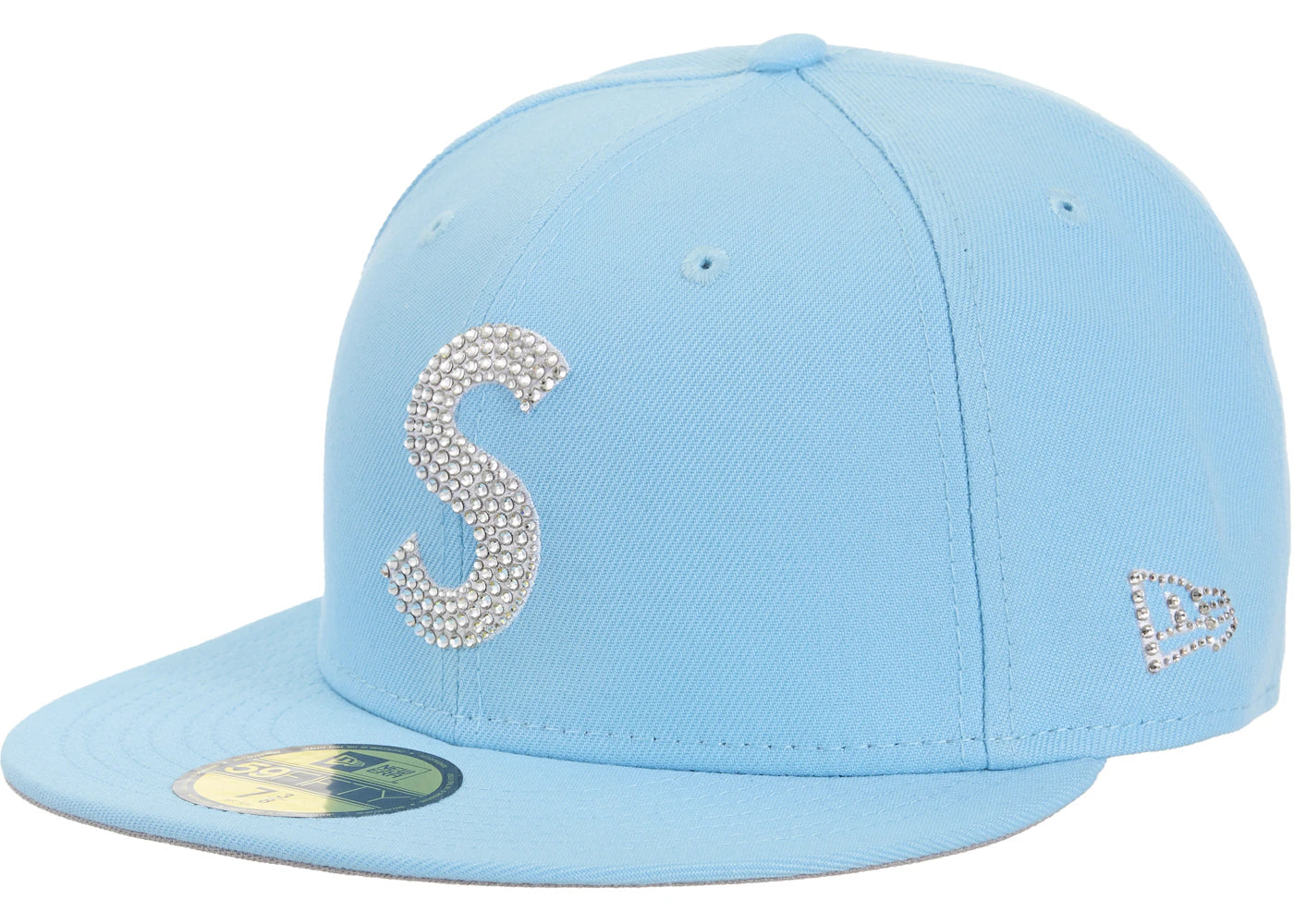 Supreme Swarovski S Logo New Era 59Fifty Fitted Hat Light Blue