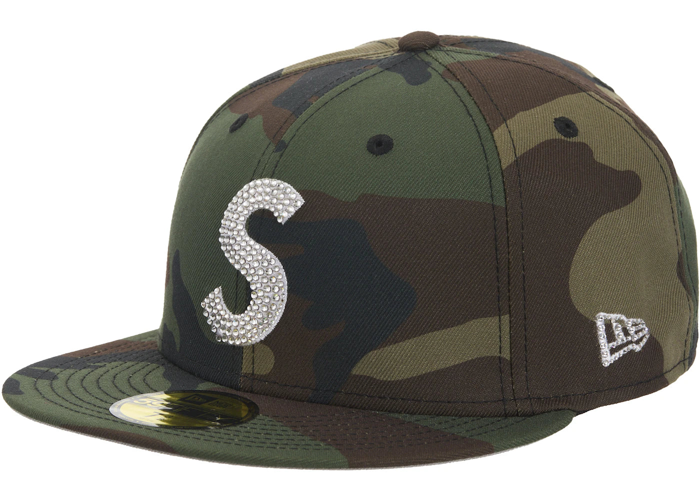 Supreme Swarovski S Logo New Era 59Fifty Fitted Hat Woodland Camo