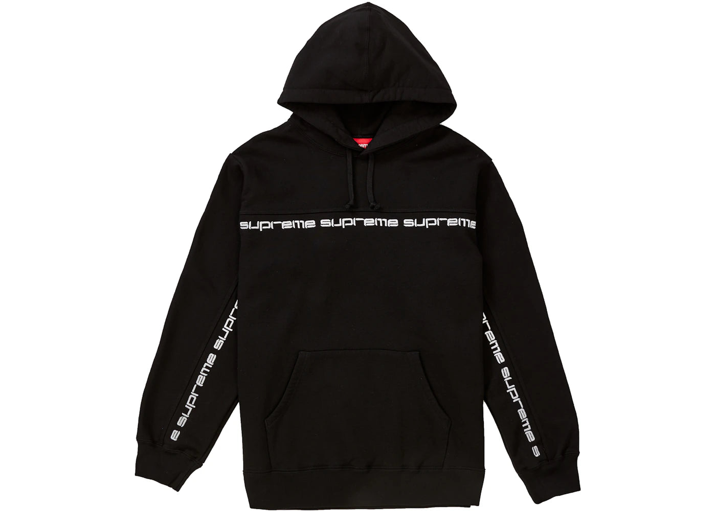 Supreme Text Stripe Hooded Sweatshirt Black