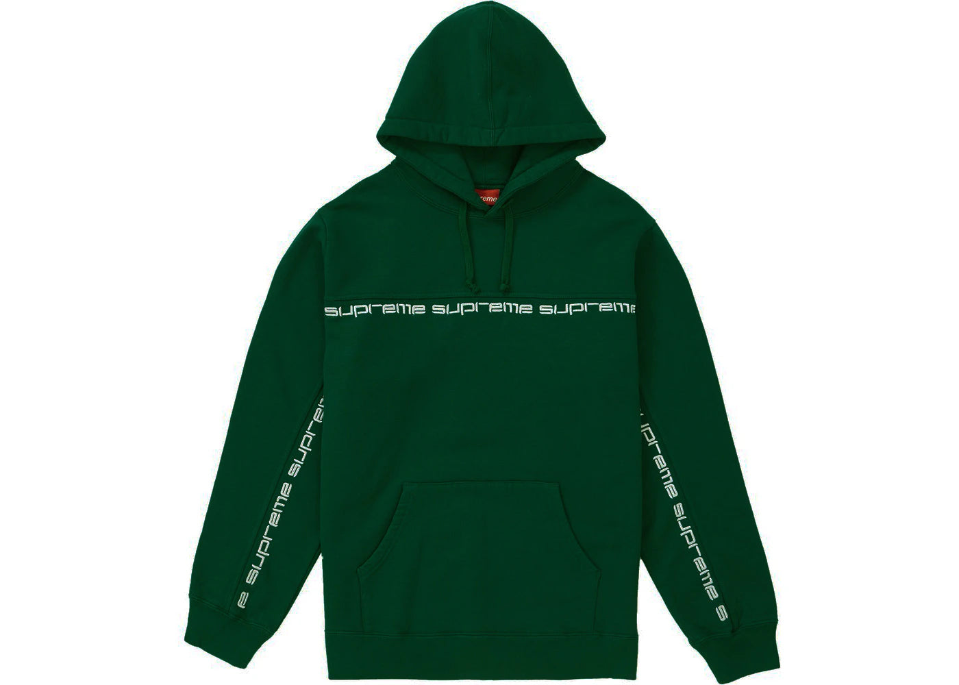 Supreme Text Stripe Hooded Sweatshirt Dark Green