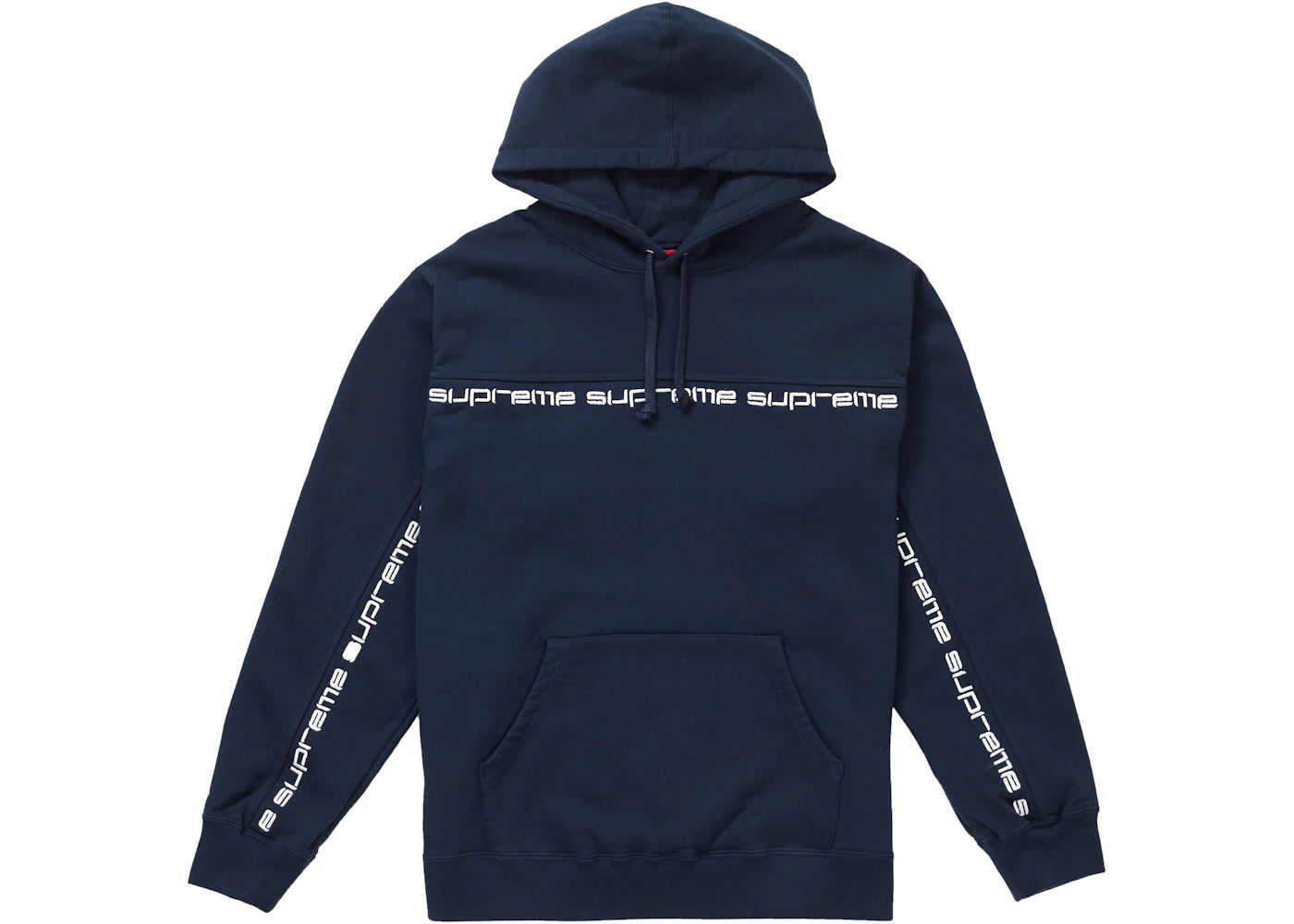 Supreme Text Stripe Hooded Sweatshirt Navy