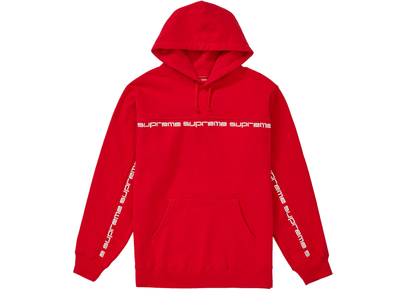Supreme Text Stripe Hooded Sweatshirt Red