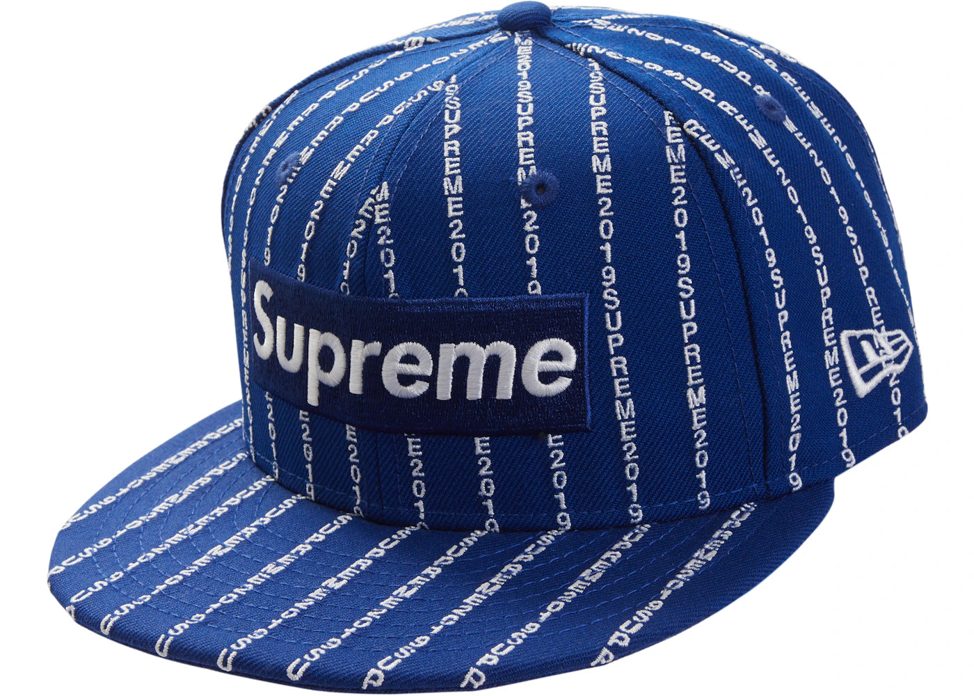 Supreme Text Stripe New Era Cap Royal