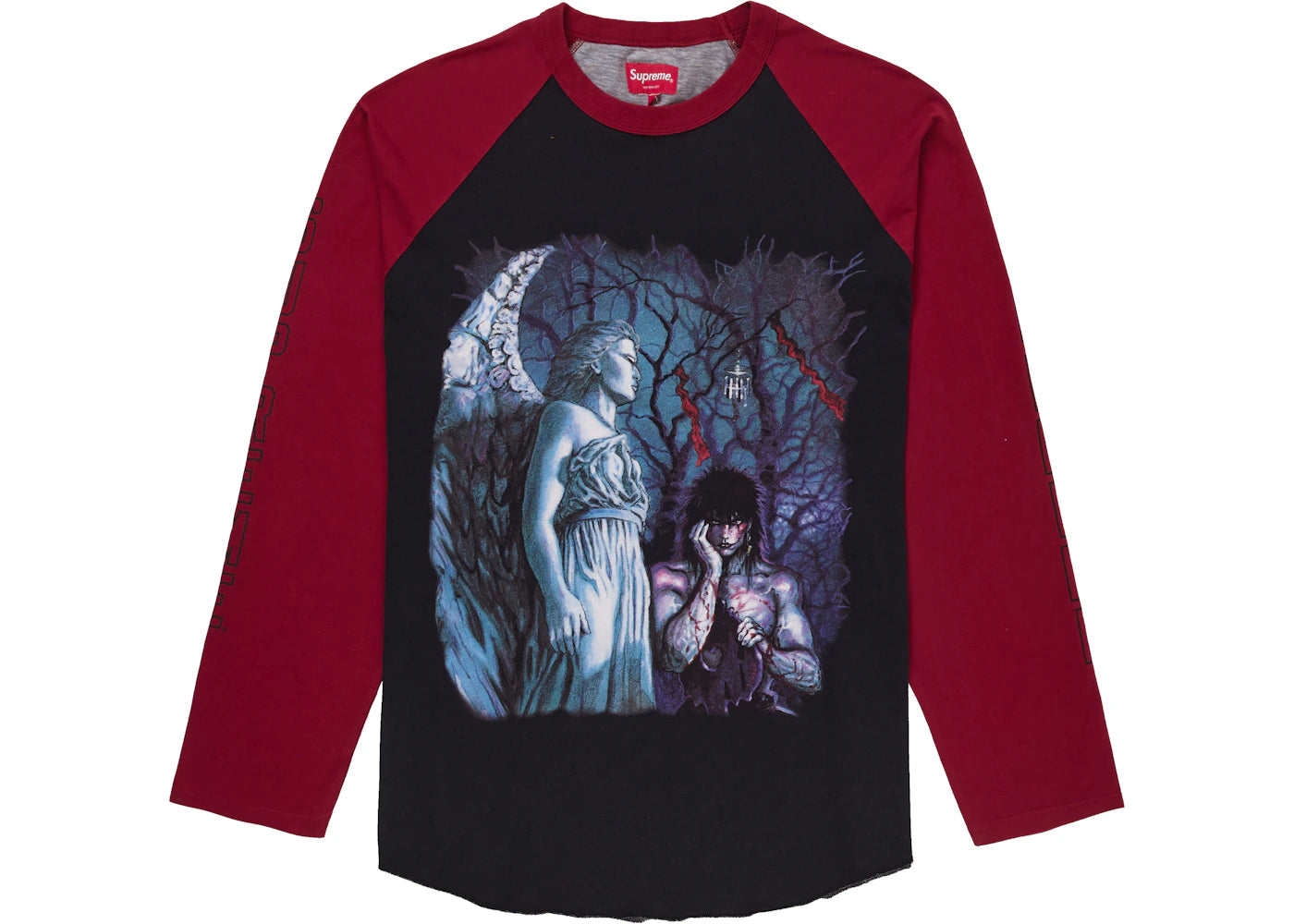Supreme The Crow Raglan L/S Tee Cardinal Graveyard