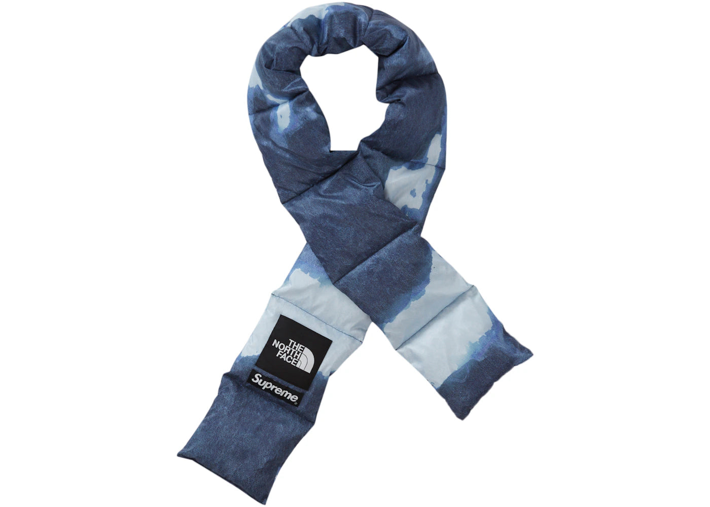 Supreme The North Face Bleached Denim Print 700-Fill Down Scarf Indigo