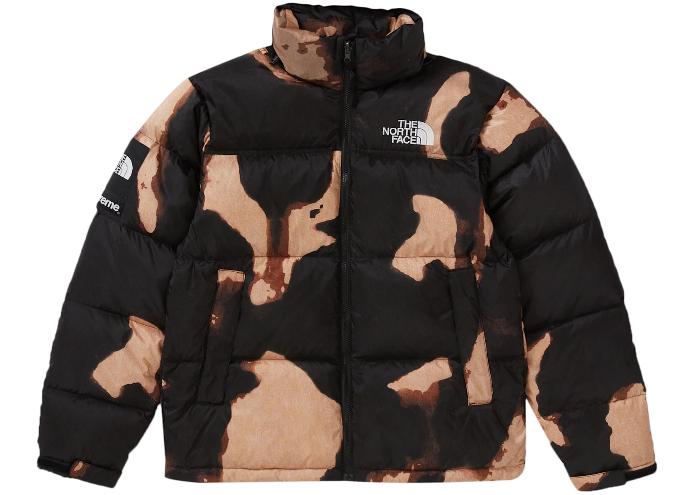 Supreme The North Face Bleached Denim Print Nuptse Jacket Black