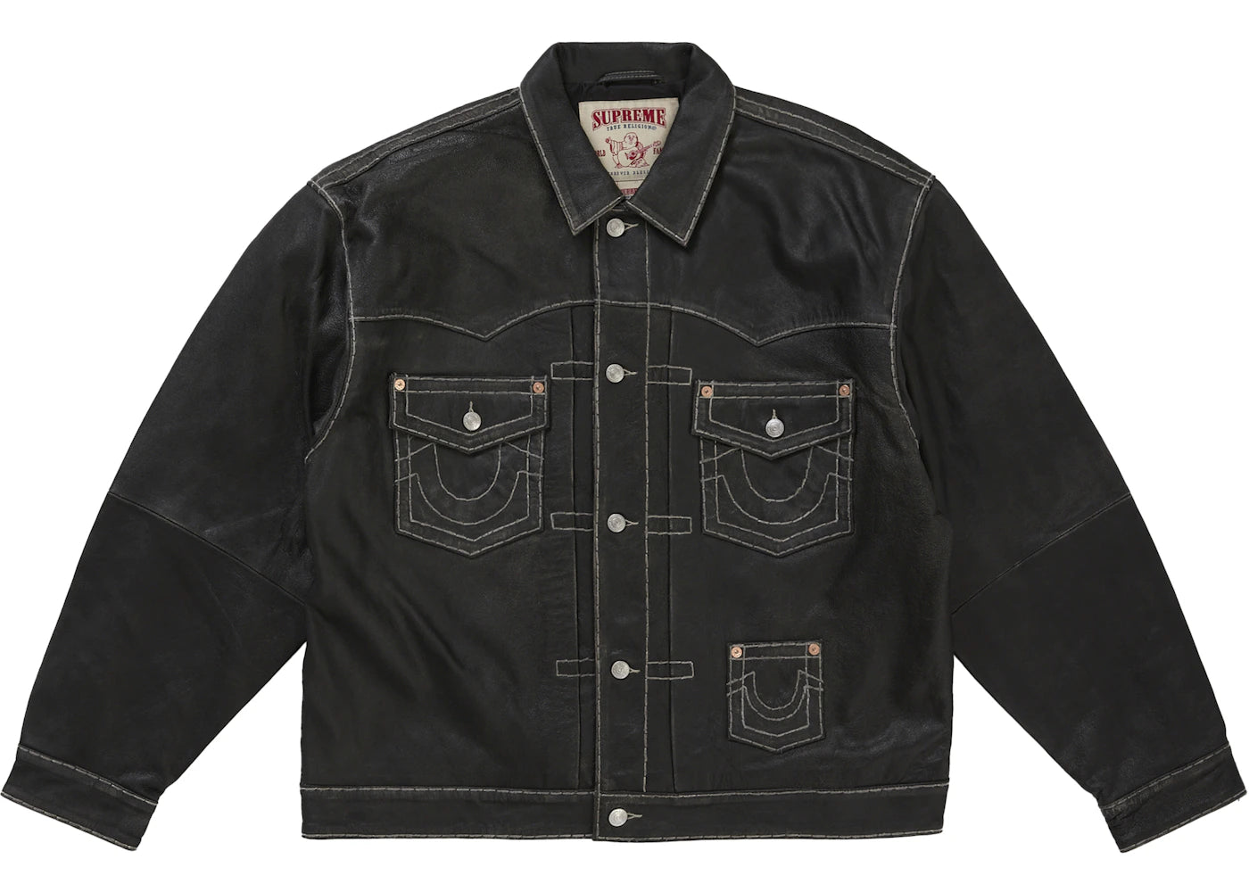 Supreme True Religion Leather Trucker Jacket Black