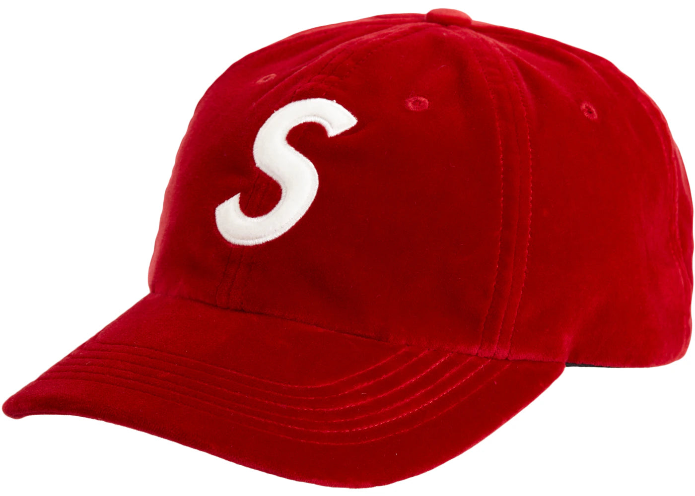 Supreme Velvet S Logo 6-Panel Red