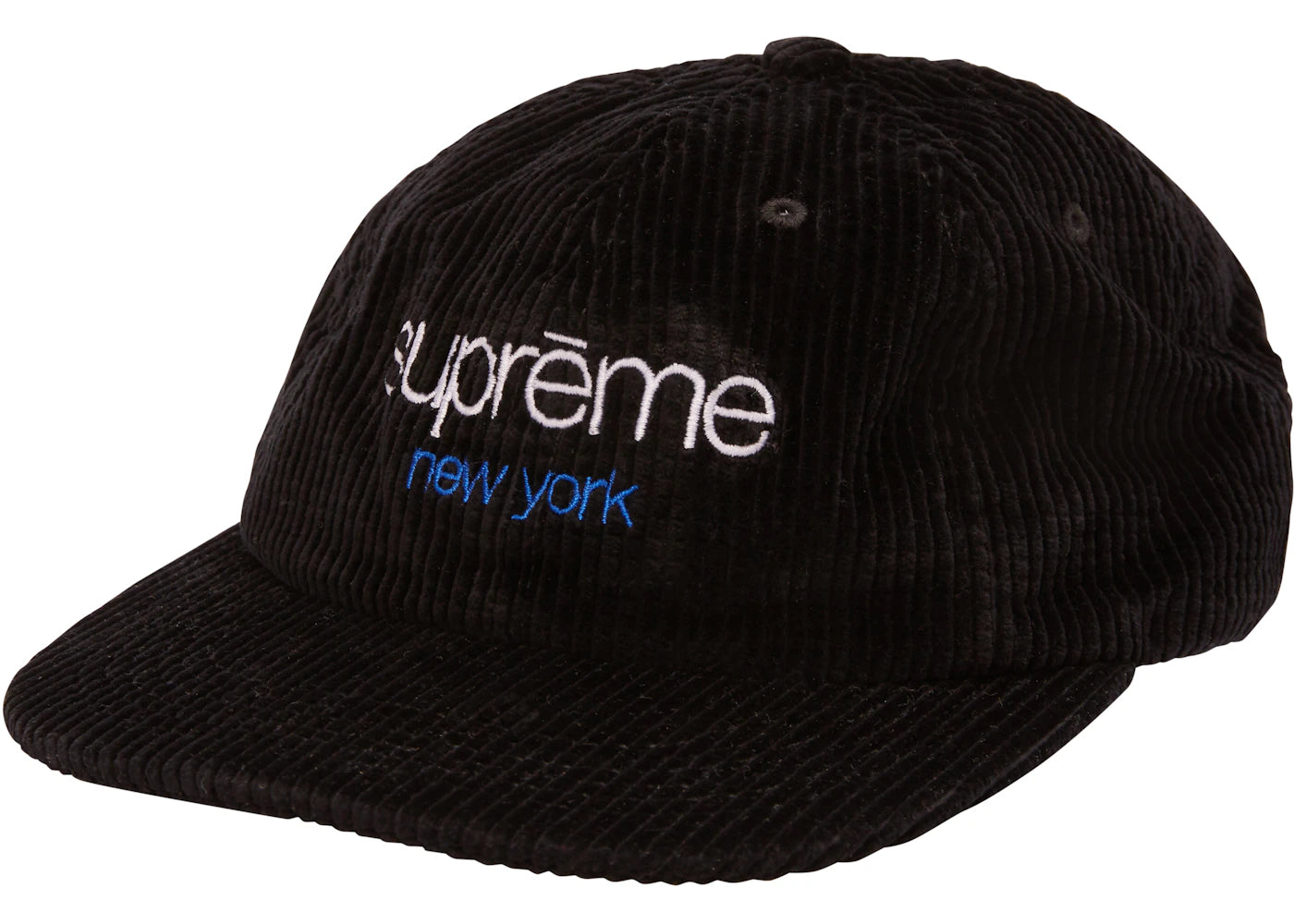 Supreme Waffle Cord Classic Logo 6-Panel Black