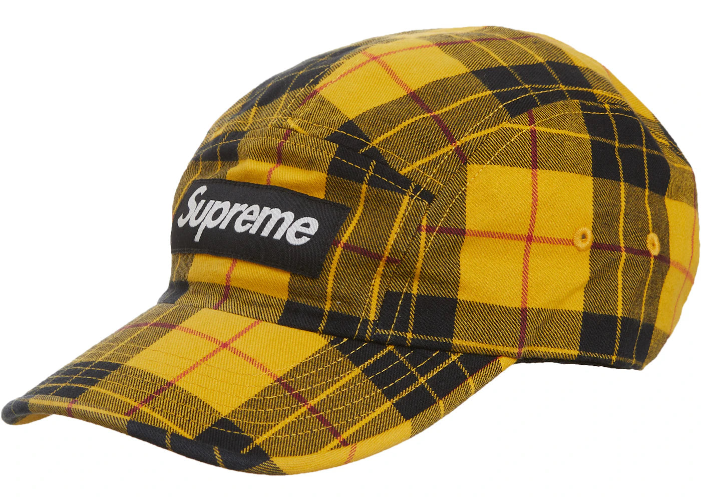 Supreme Washed Chino Twill Camp Cap (FW20) Yellow Tartan