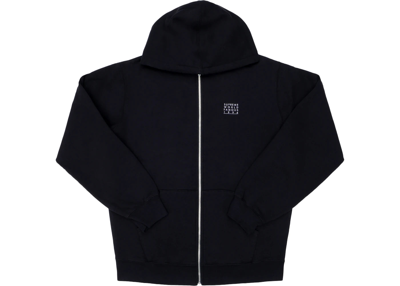 Supreme World Famous Zip Up Hooded Sweatshirt Black