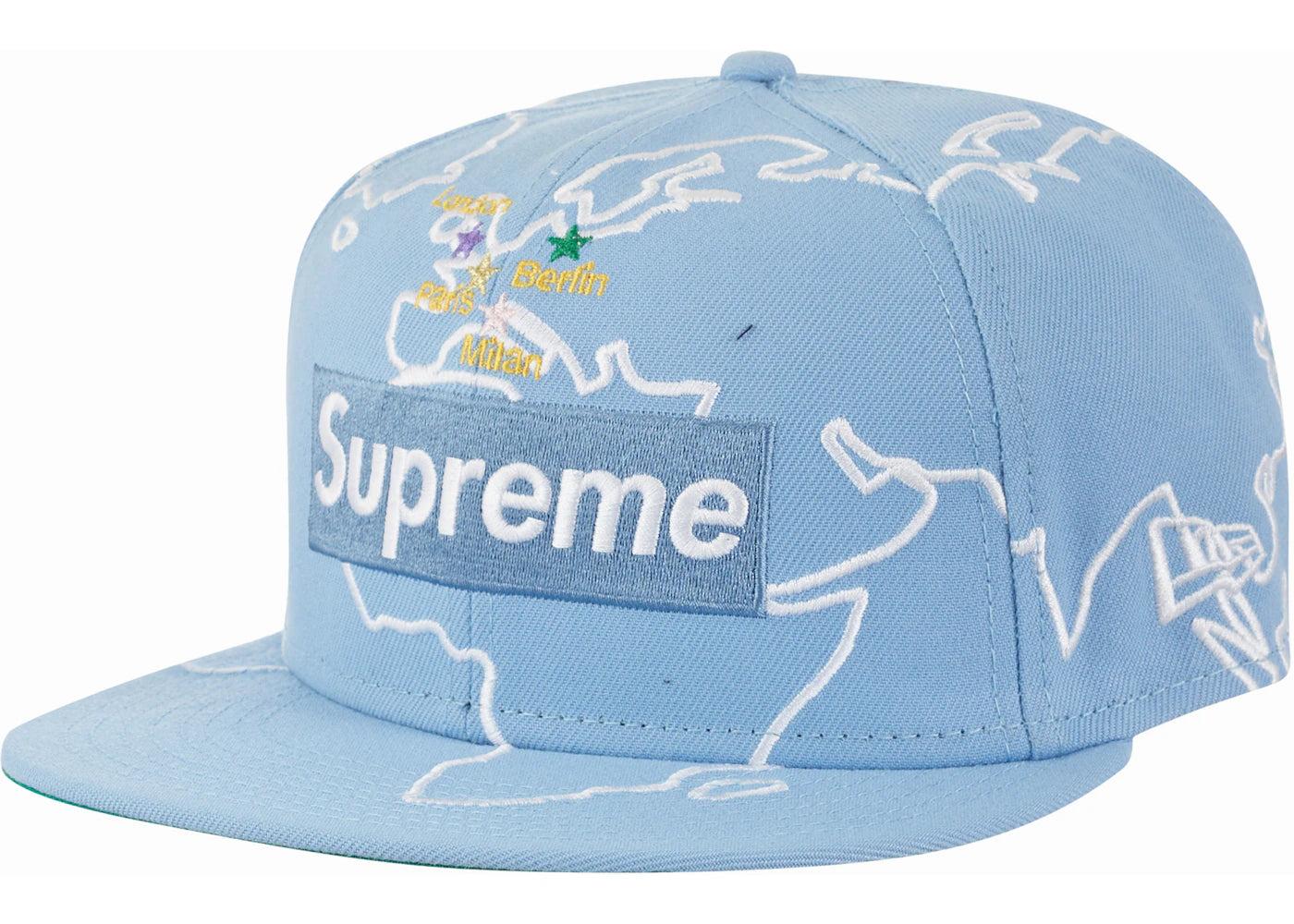 Supreme Worldwide Box Logo New Era Hat Light Blue