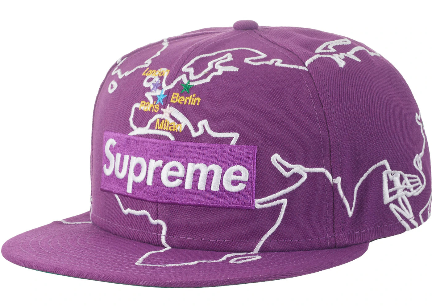 Supreme Worldwide Box Logo New Era Hat Purple