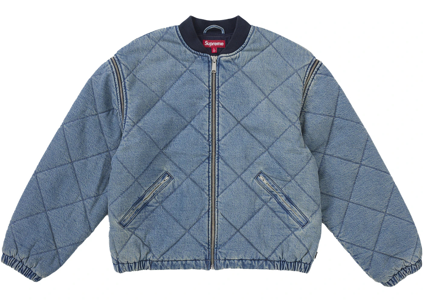 Supreme Zip-Off Sleeve Quilted Bomber Jacket Denim