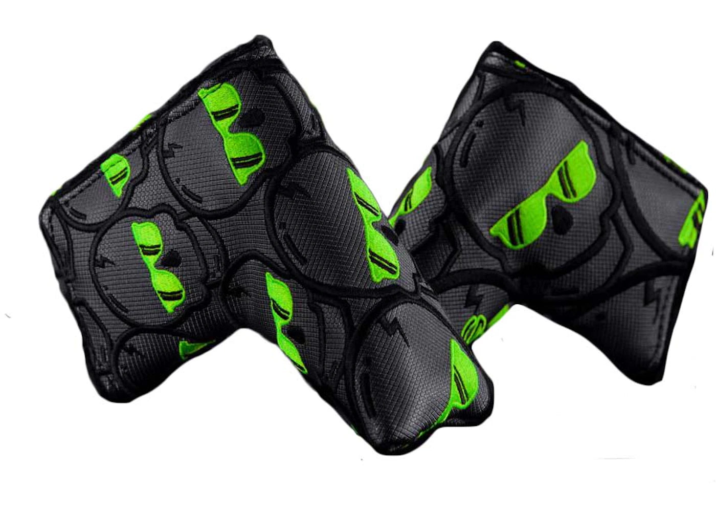 Swag Golf Ecto Green Concentric Skulls Blade Cover Golf Club Cover Black/Green