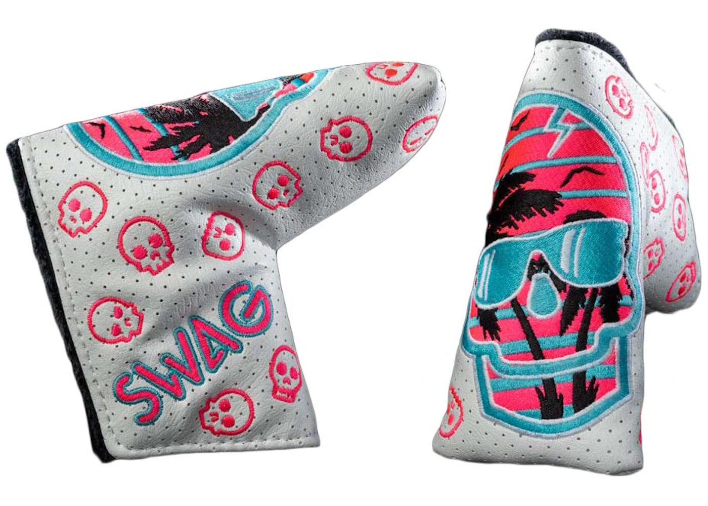 Swag Golf Sunset Skull Blade Cover 2.0 Golf Club Cover White/Pink