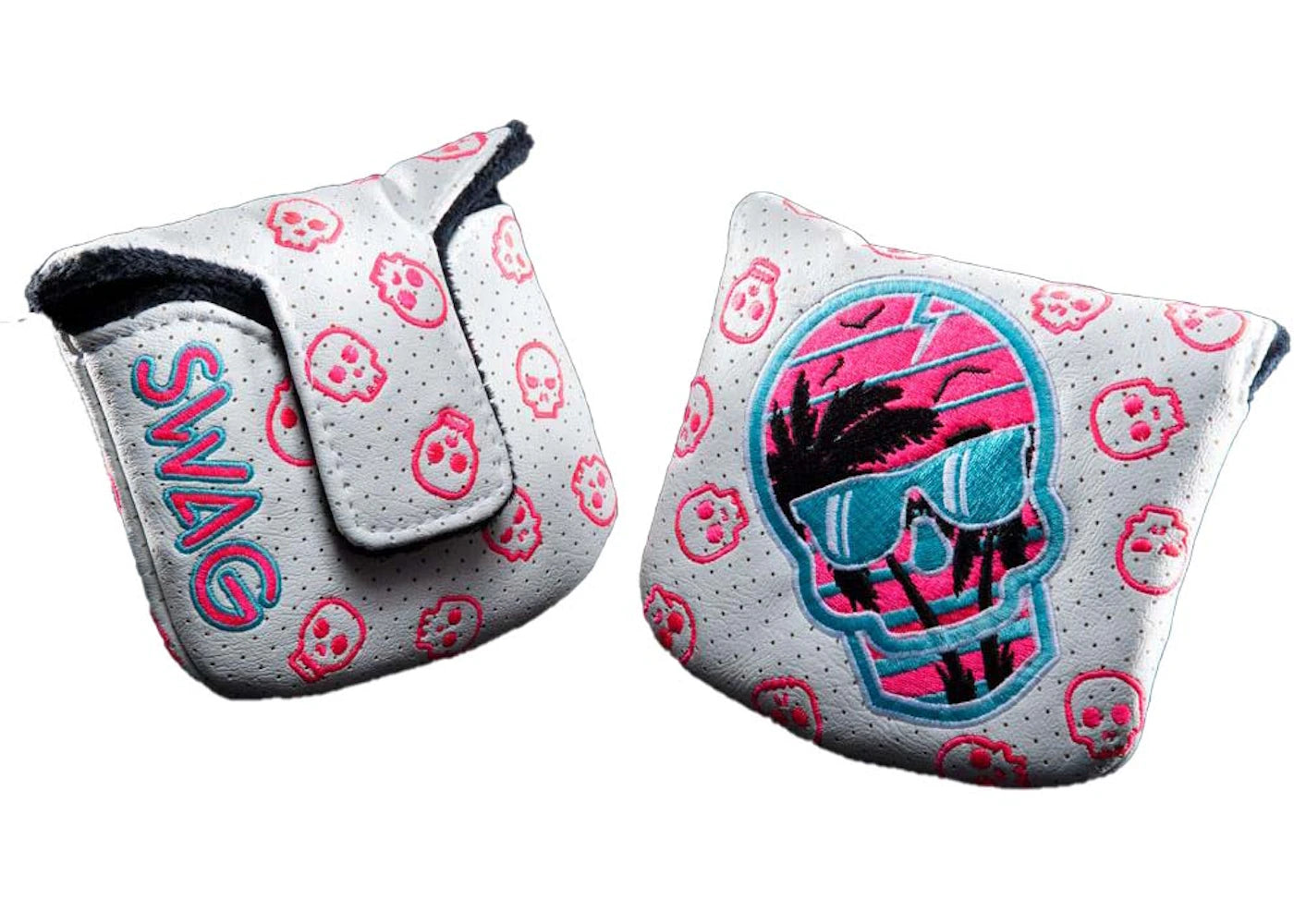 Swag Golf Sunset Skull Mallet Cover 2.0 Golf Club Cover White/Pink