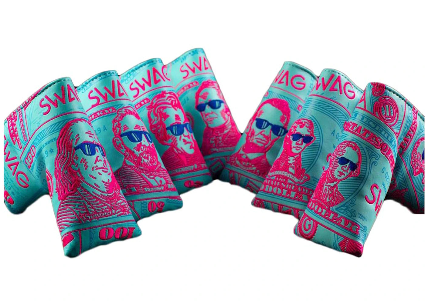 Swag Golf The Almighty Dollar Blade Cover (7 Variations) Golf Club Cover Teal/Pink