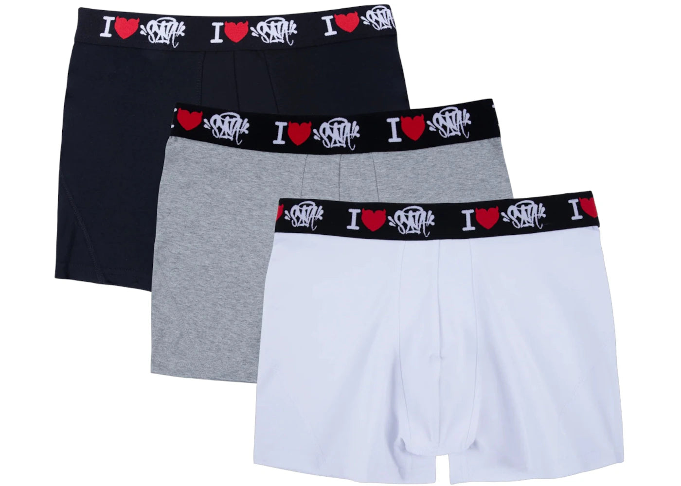 Syna World I Heart Syna Boxer Set (3 Pack) Black/White/Grey