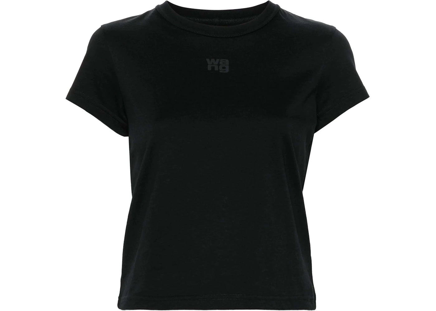 T by Alexander Wang Essential JSY Shrunk Puff Logo & Bound Neck Tee Black