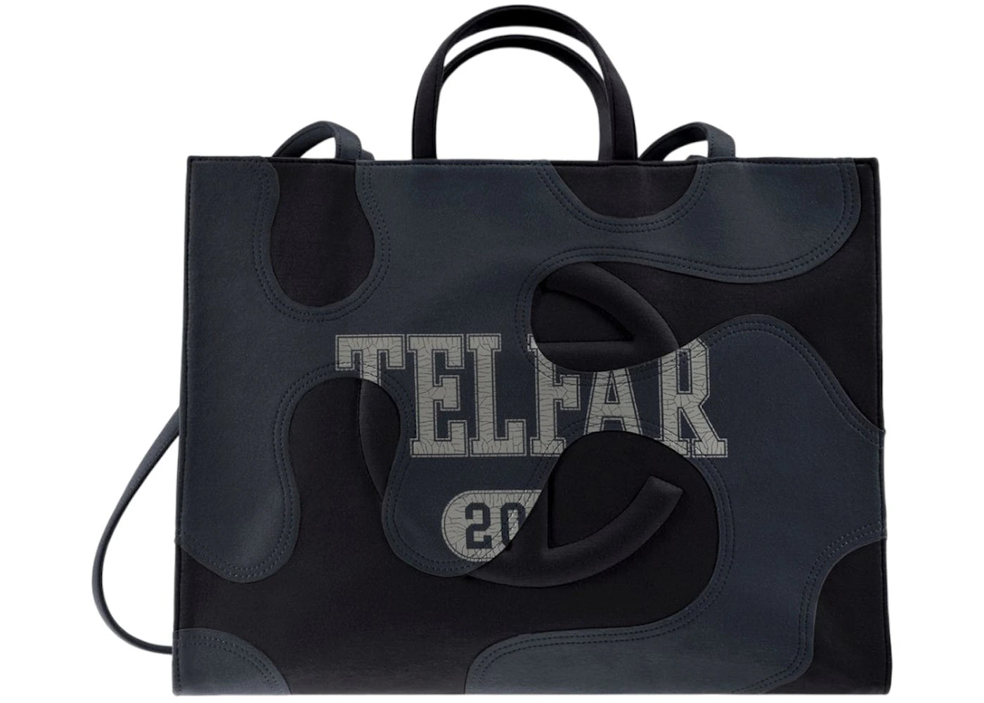 Telfar Large Camo Shopping Bag Black/Off Black