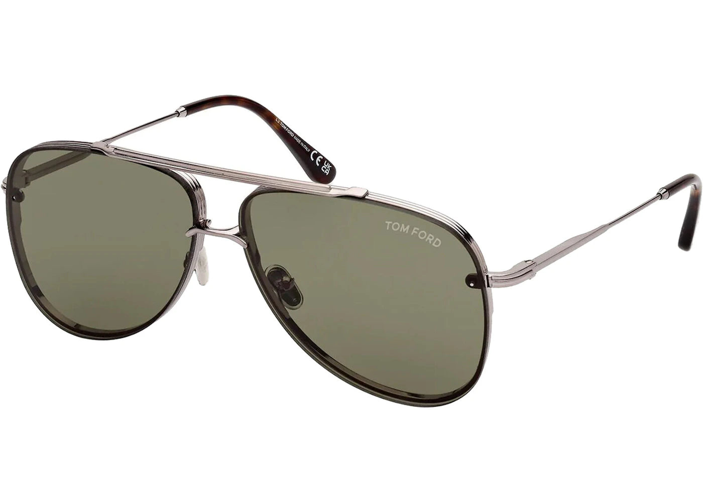 Tom Ford Leon Pilot Sunglasses Silver/Brown/Green (FT1071-14N)