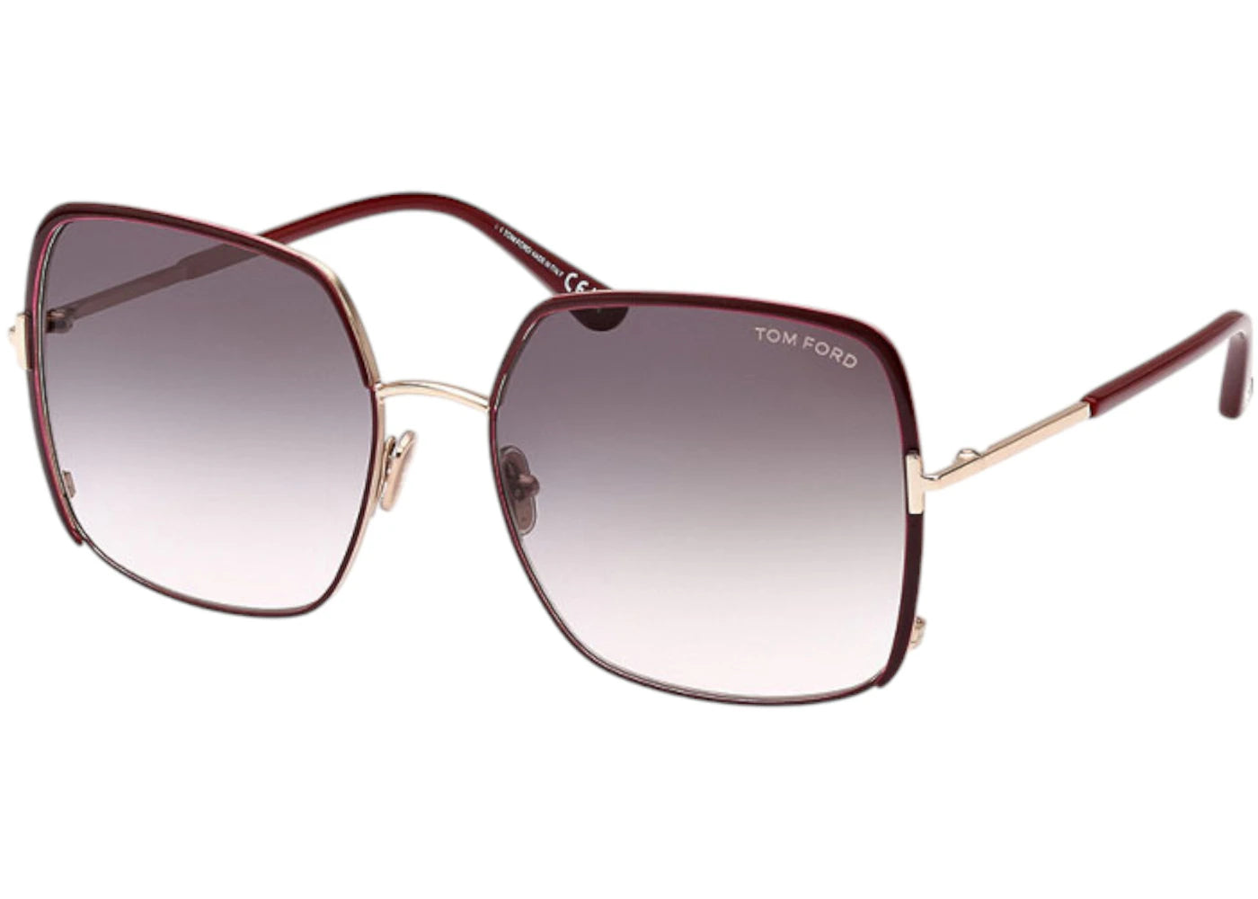 Tom Ford Square Sunglasses Shiny Bordeaux (FT1006 69W)