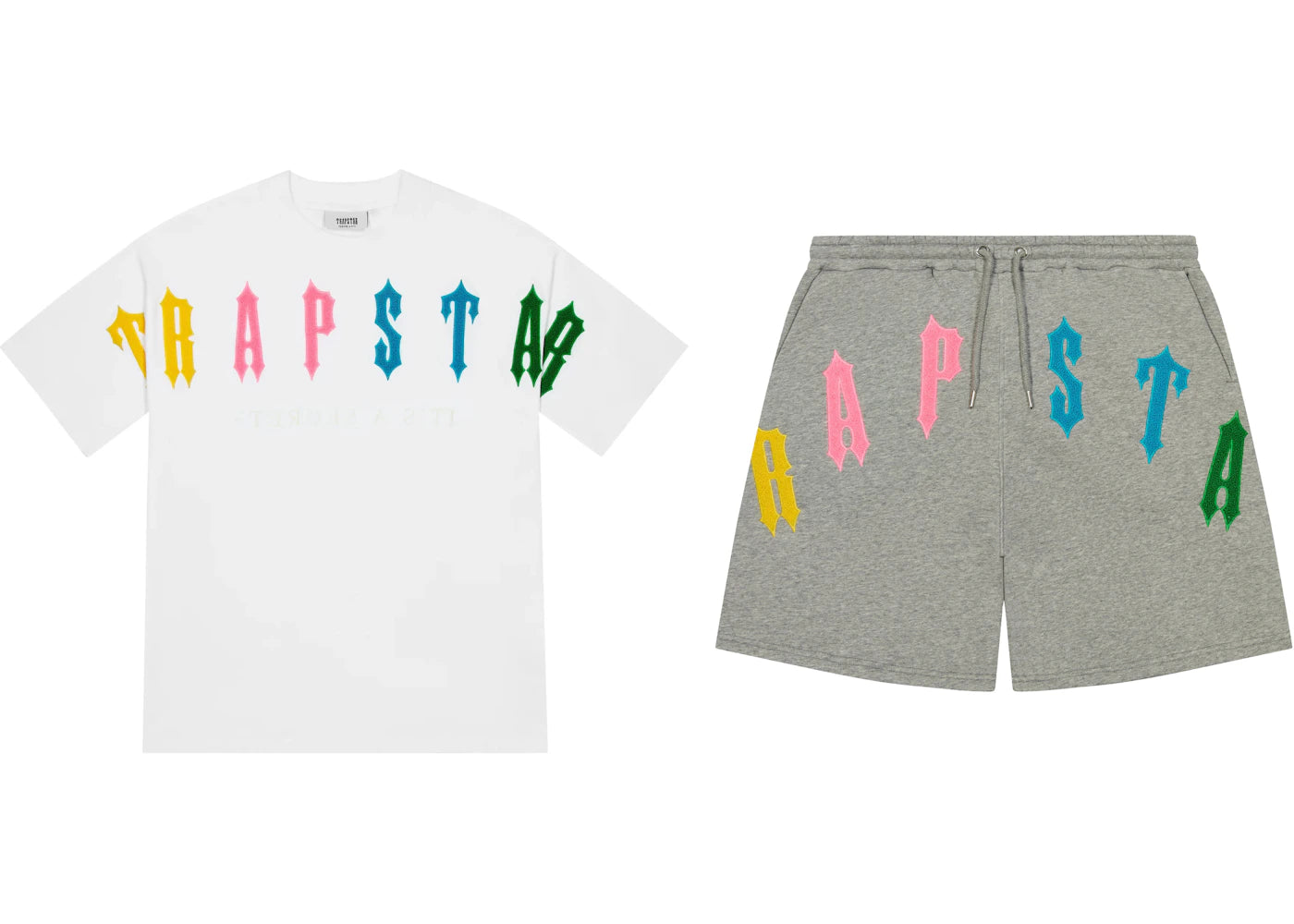 Trapstar Arch Chenille Decoded 2.0 Shorts Set White/Grey/Candy