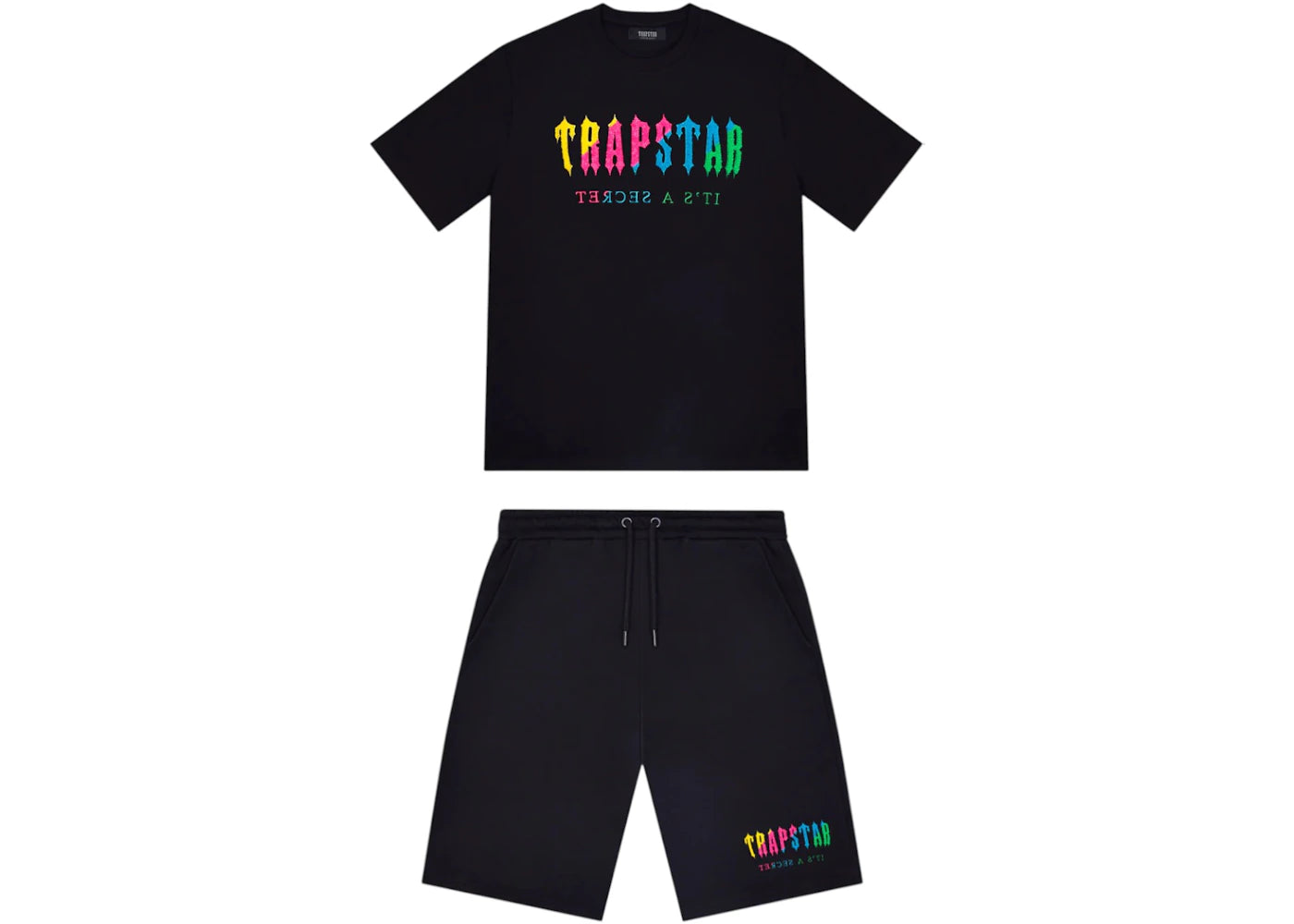 Trapstar Chenille Decoded Shorts Set Black/Candy