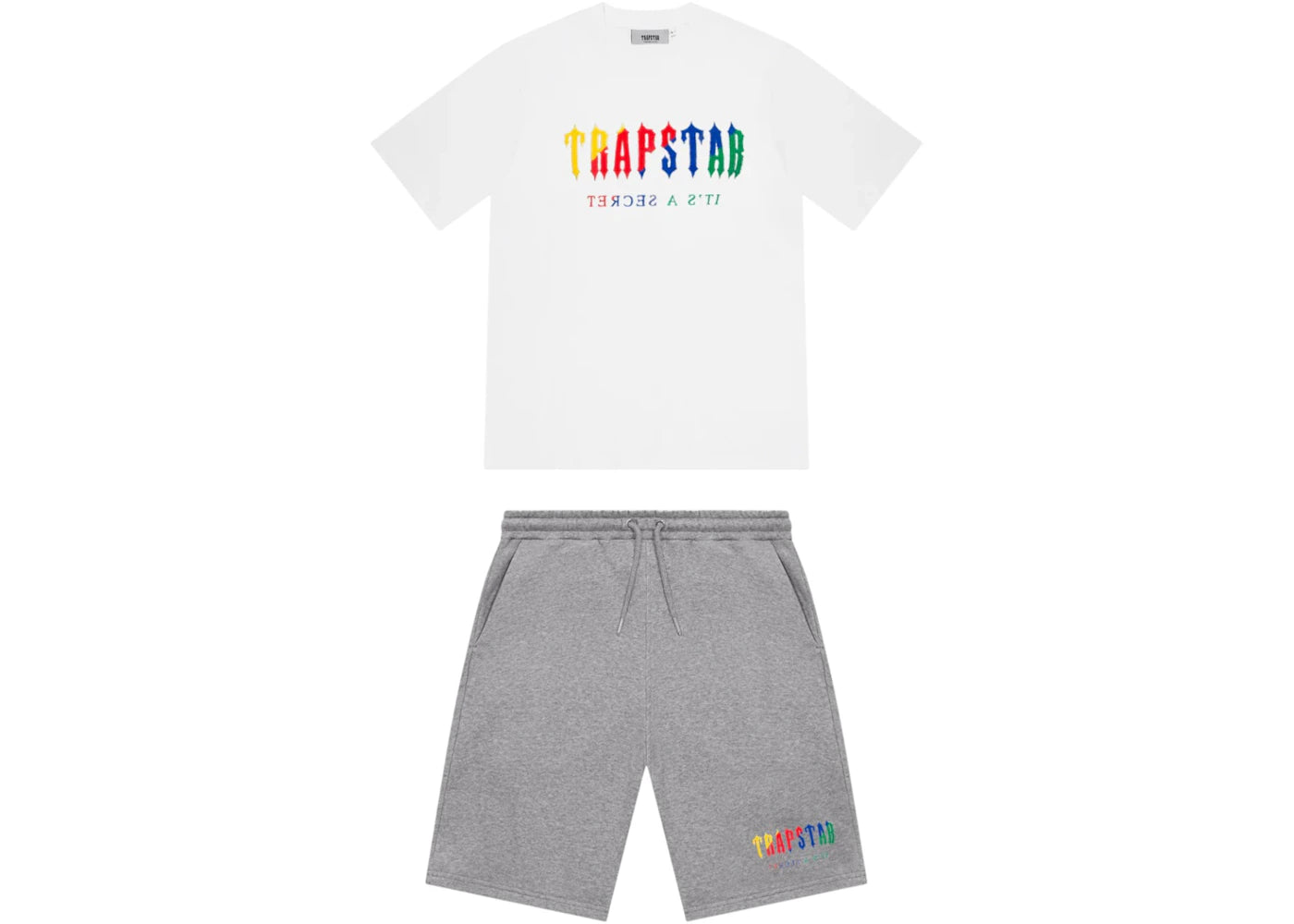 Trapstar Chenille Decoded Shorts Set White/Candy