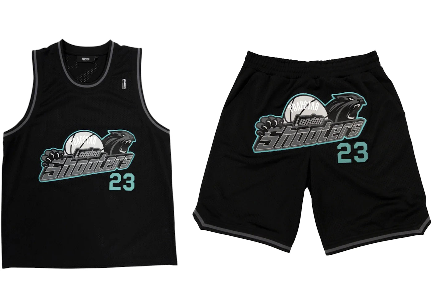 Trapstar Shooters Basketball Short Set (SS23) Black/Sea Blue