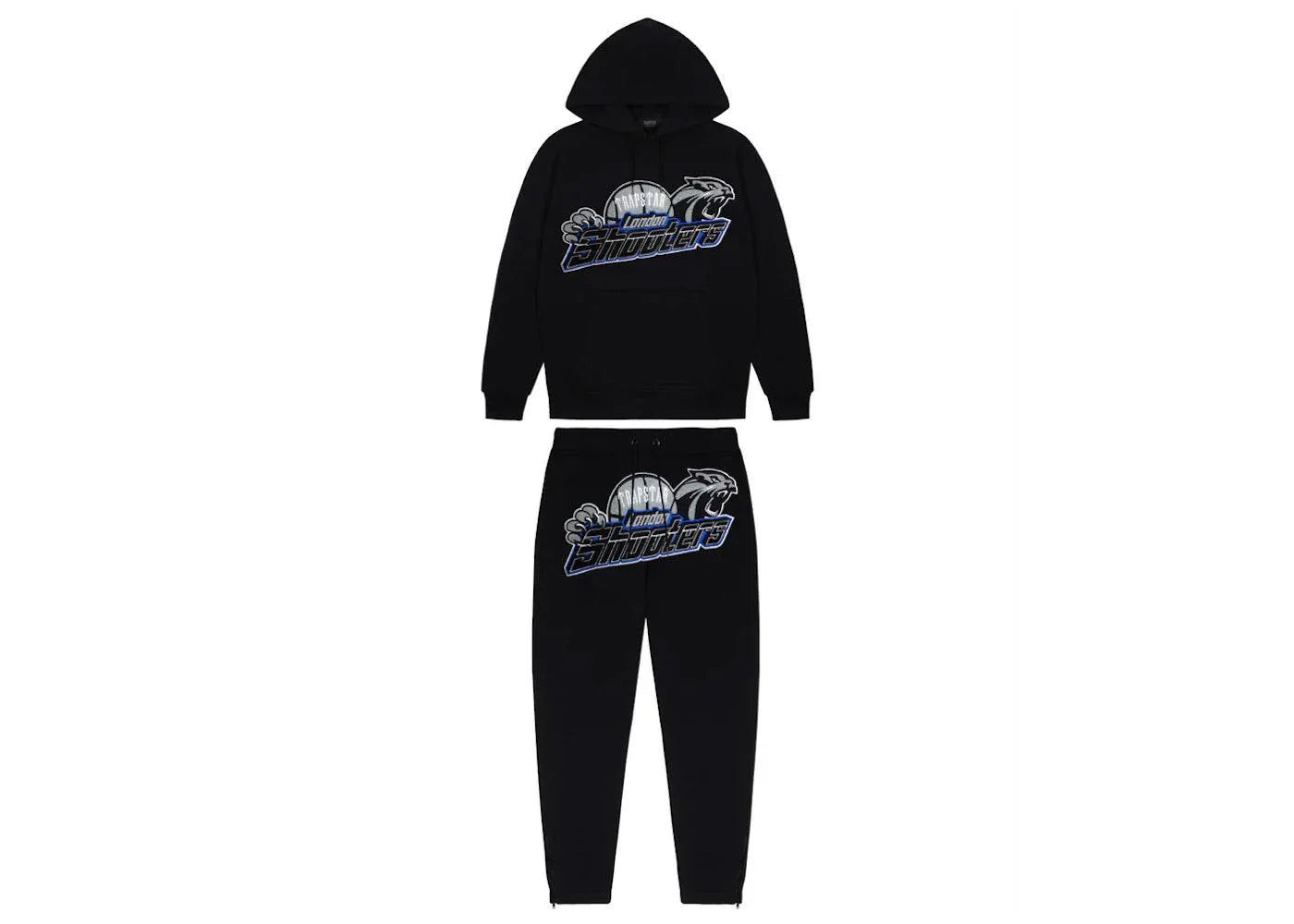 Trapstar Shooters Hoodie Tracksuit Black/Blue - Side Kicks