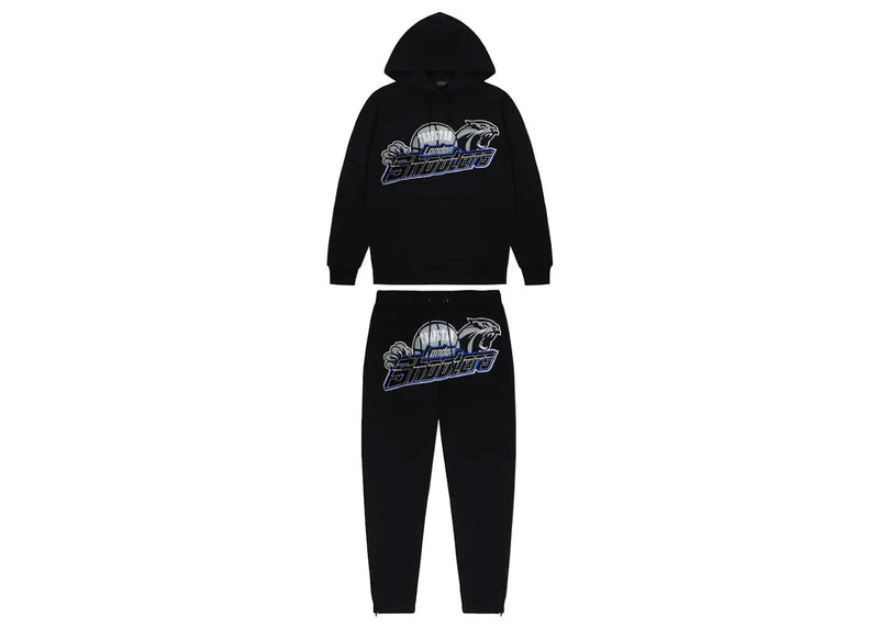 Trapstar Shooters Hoodie Tracksuit Black/Blue - Side Kicks