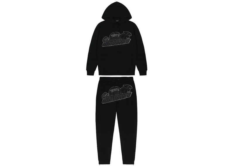 Trapstar Shooters Hoodie Tracksuit Black Monochrome Edition - Side Kicks