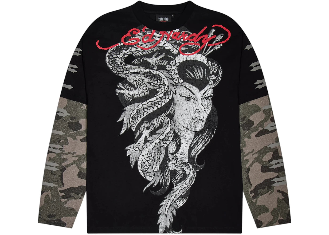 Trapstar x Ed Hardy Medusa L/S Tee Washed Black/Camo