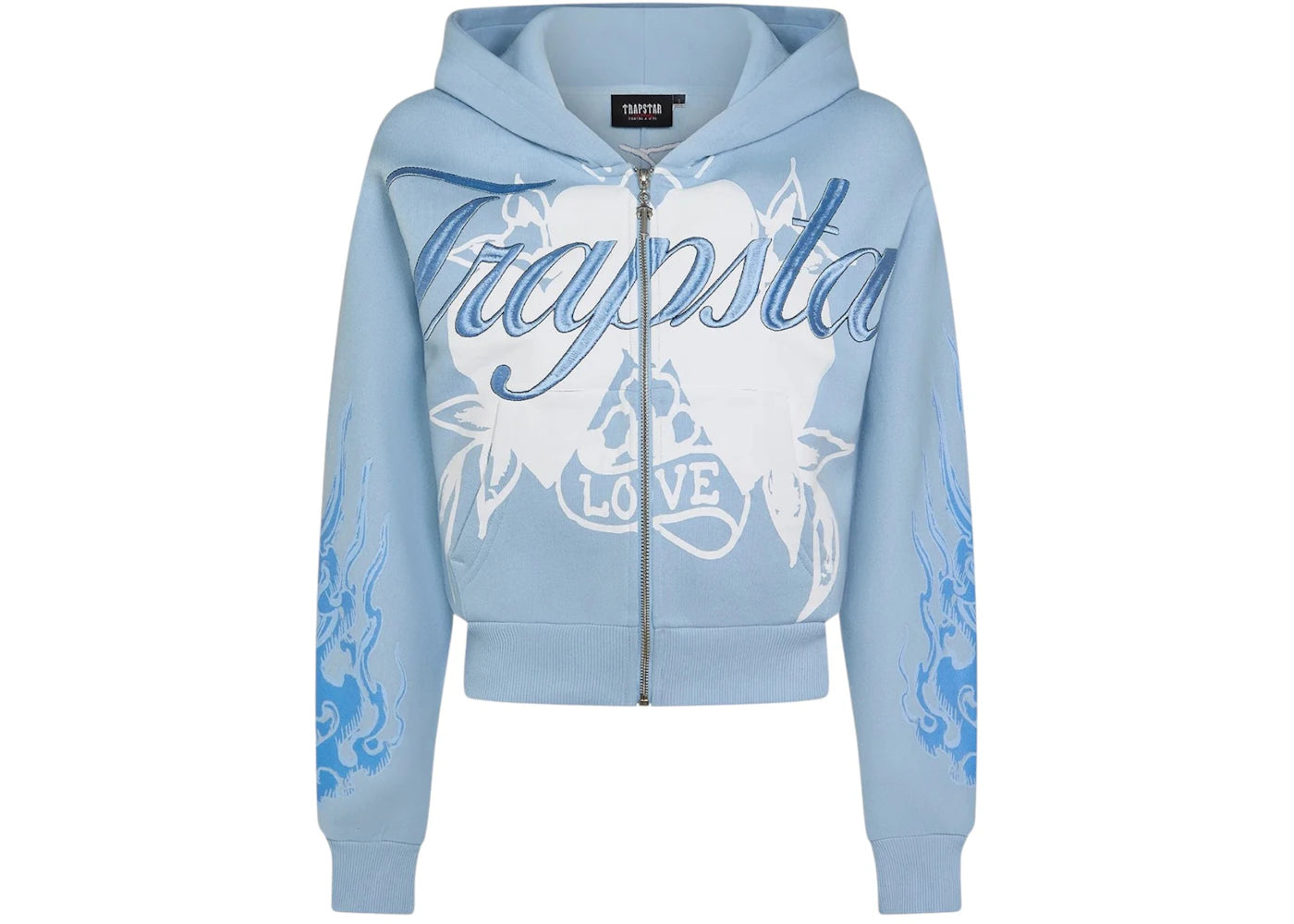 Trapstar x Ed Hardy Women's Love On Fire Hoodie Baby Blue