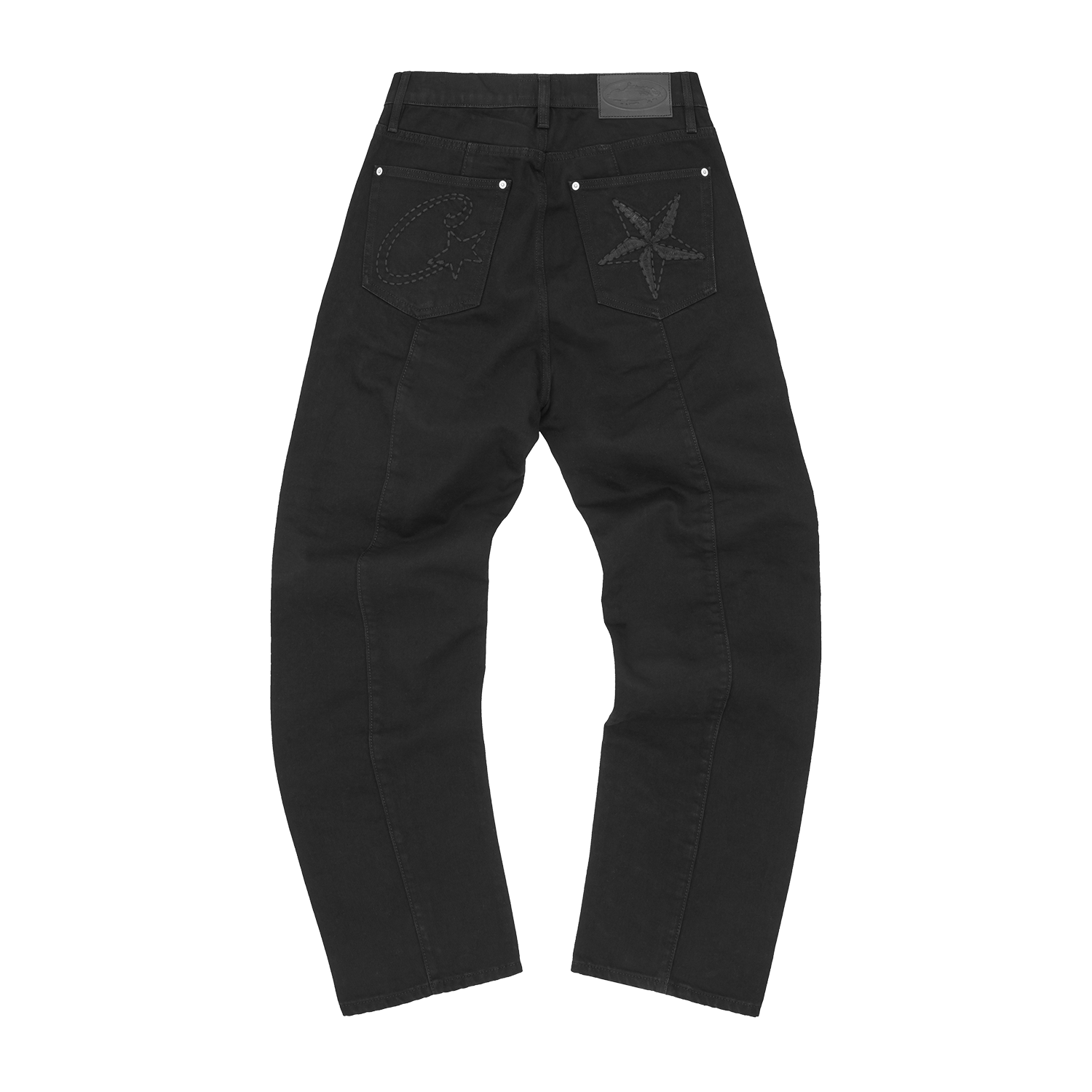 Corteiz C-Star Stitch-Down Jeans Triple Black