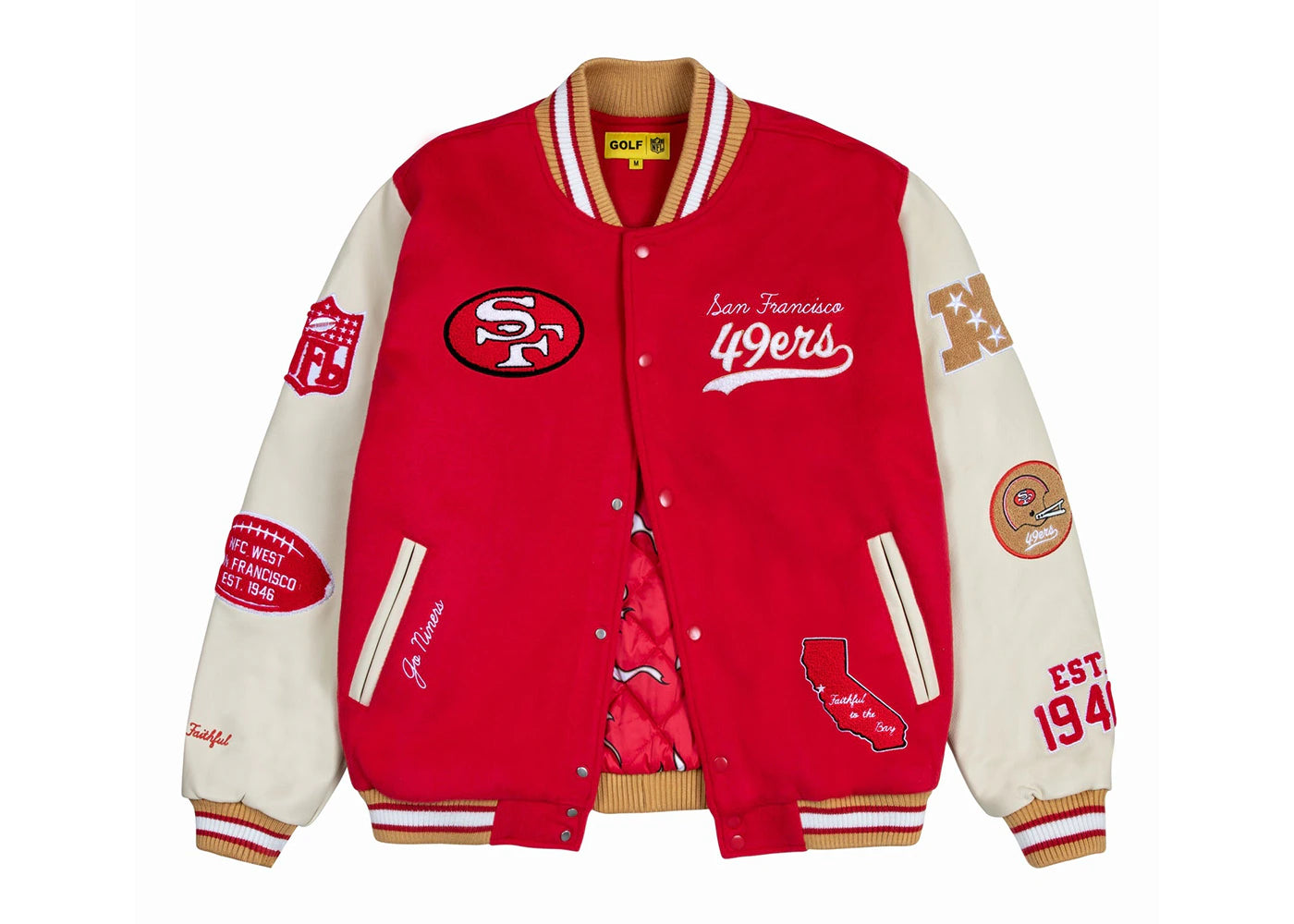 Tyler, The Creator Golf Wang x NFL 49Ers Letterman Jacket Red