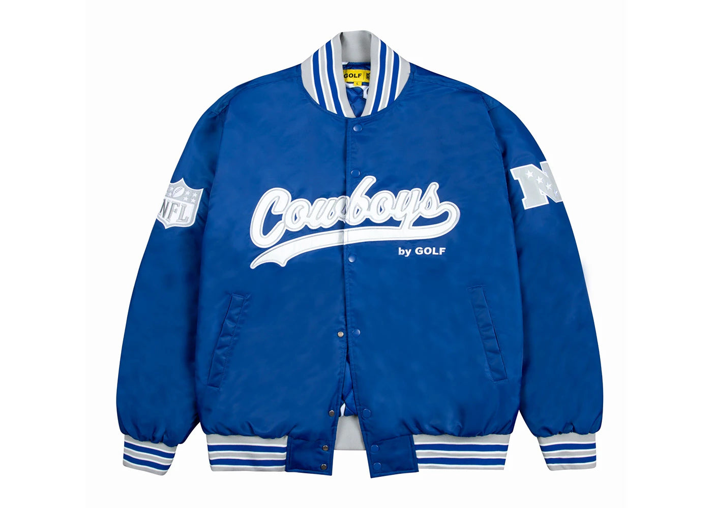 Tyler, The Creator Golf Wang x NFL Cowboys Satin Bomber Jacket Royal Blue