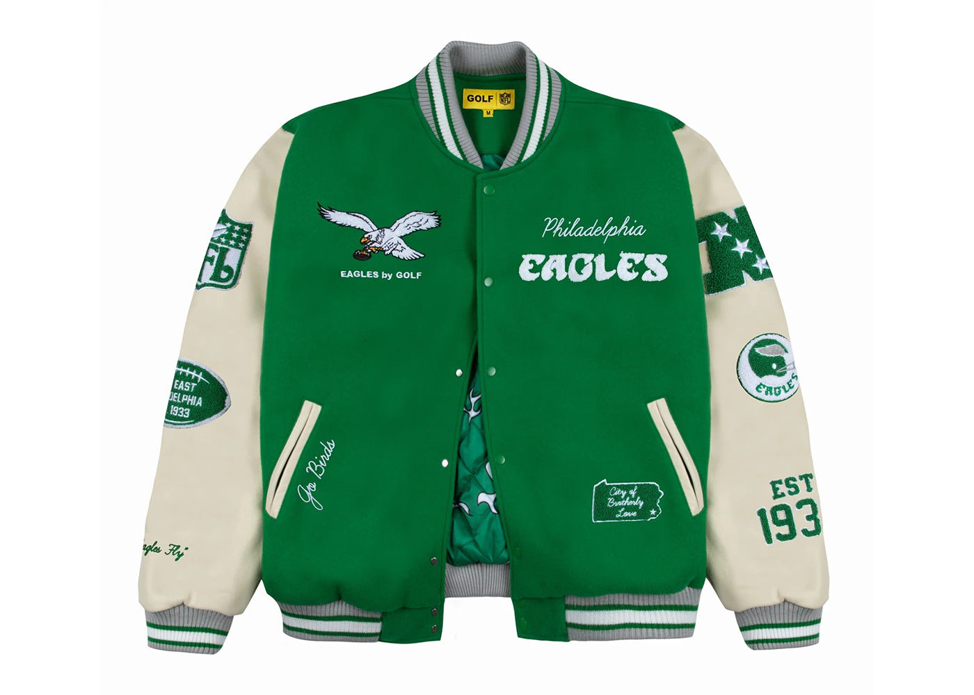 Tyler, The Creator Golf Wang x NFL Eagles Letterman Jacket Green