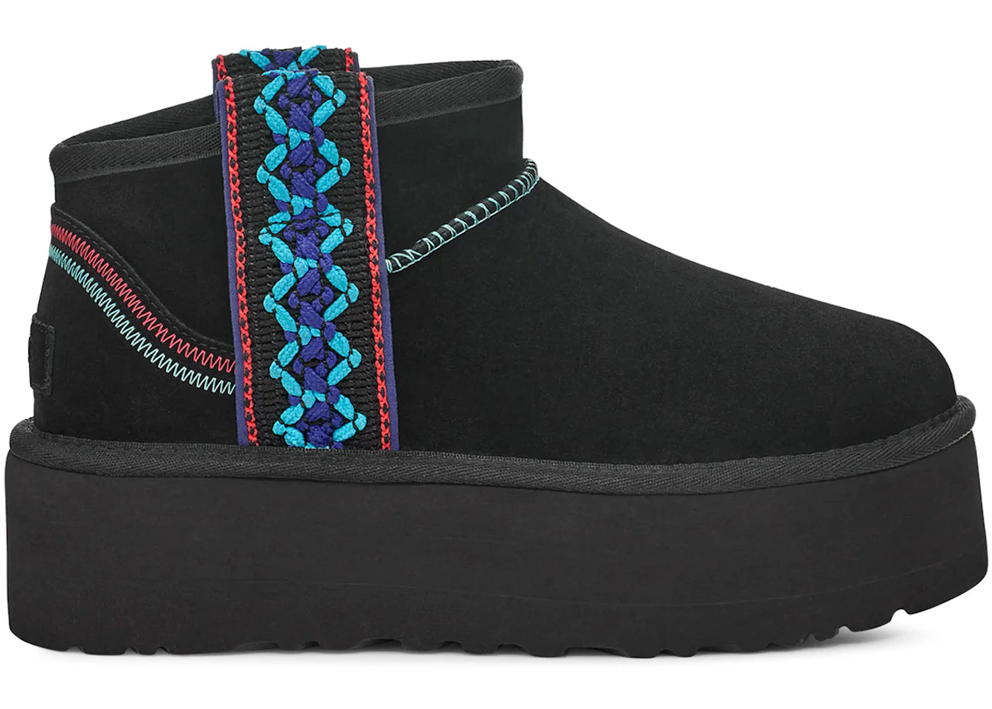 UGG Classic Ultra Mini Braid Platform Boot Black (Women's)