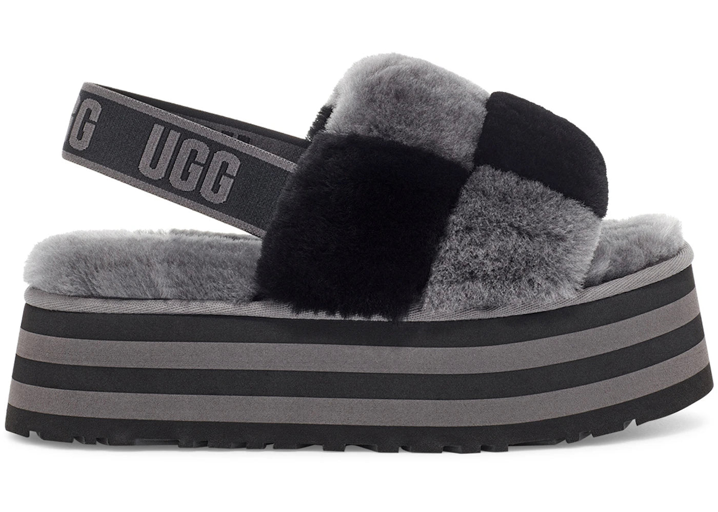 UGG Disco Checker Slide Black Dark Grey (Women's)