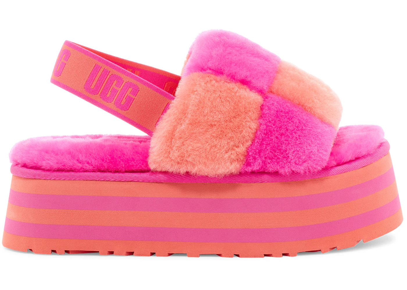 UGG Disco Checker Slide Vibrant Coral Rock Rose (Women's)