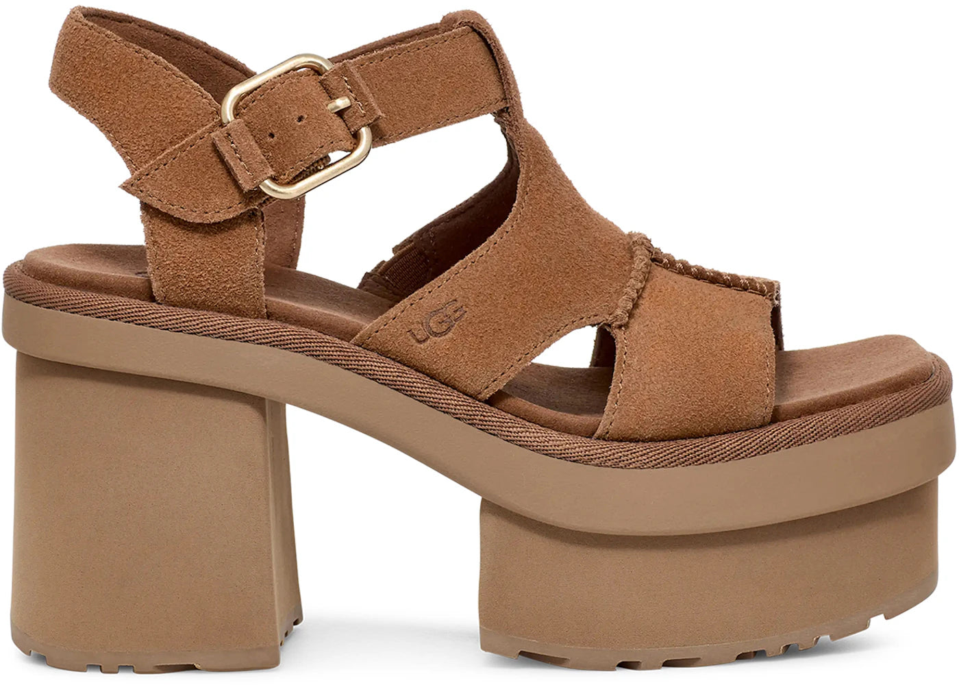 UGG New Heights Platform T-Strap Sandal Chestnut (Women's)