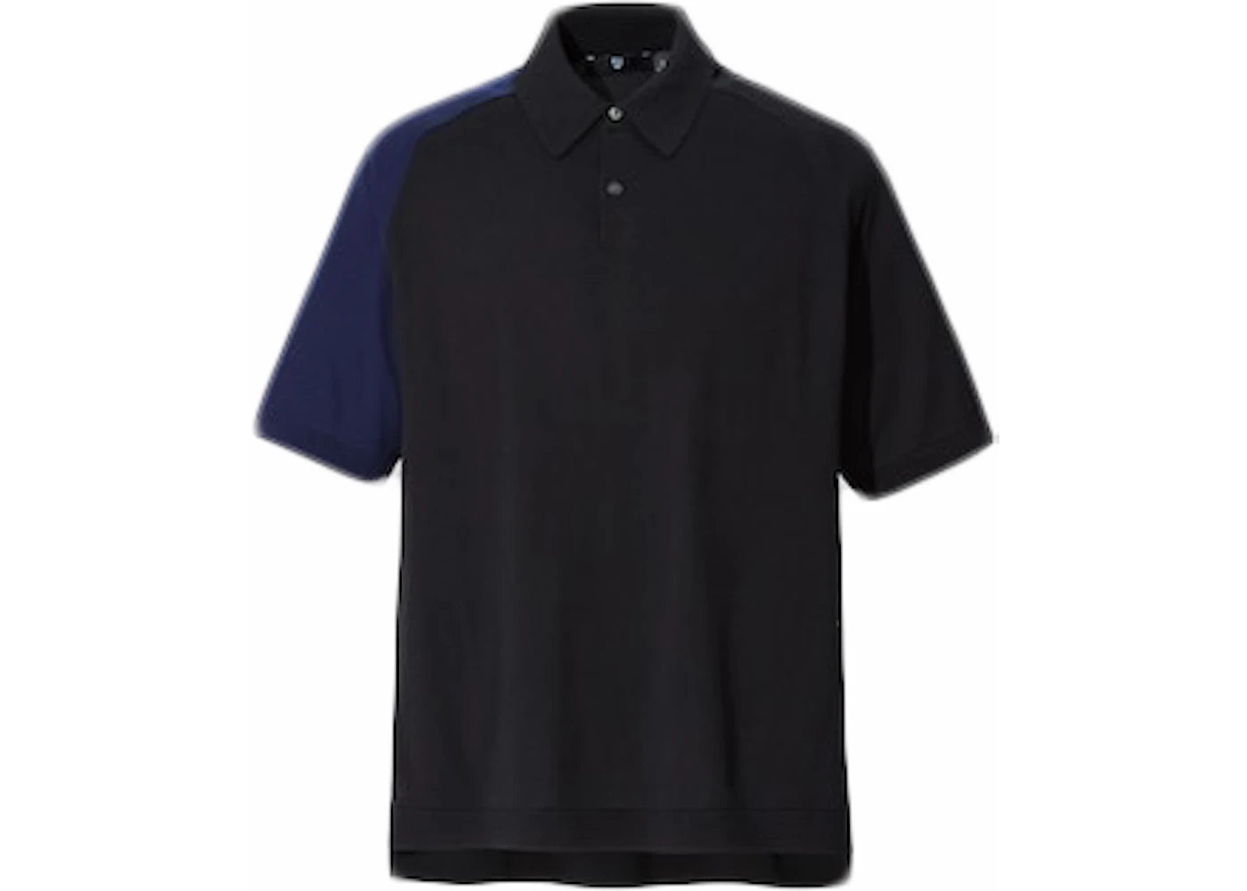 Uniqlo x Jil Sander Cotton Knitted Two Tone Polo Shirt Black