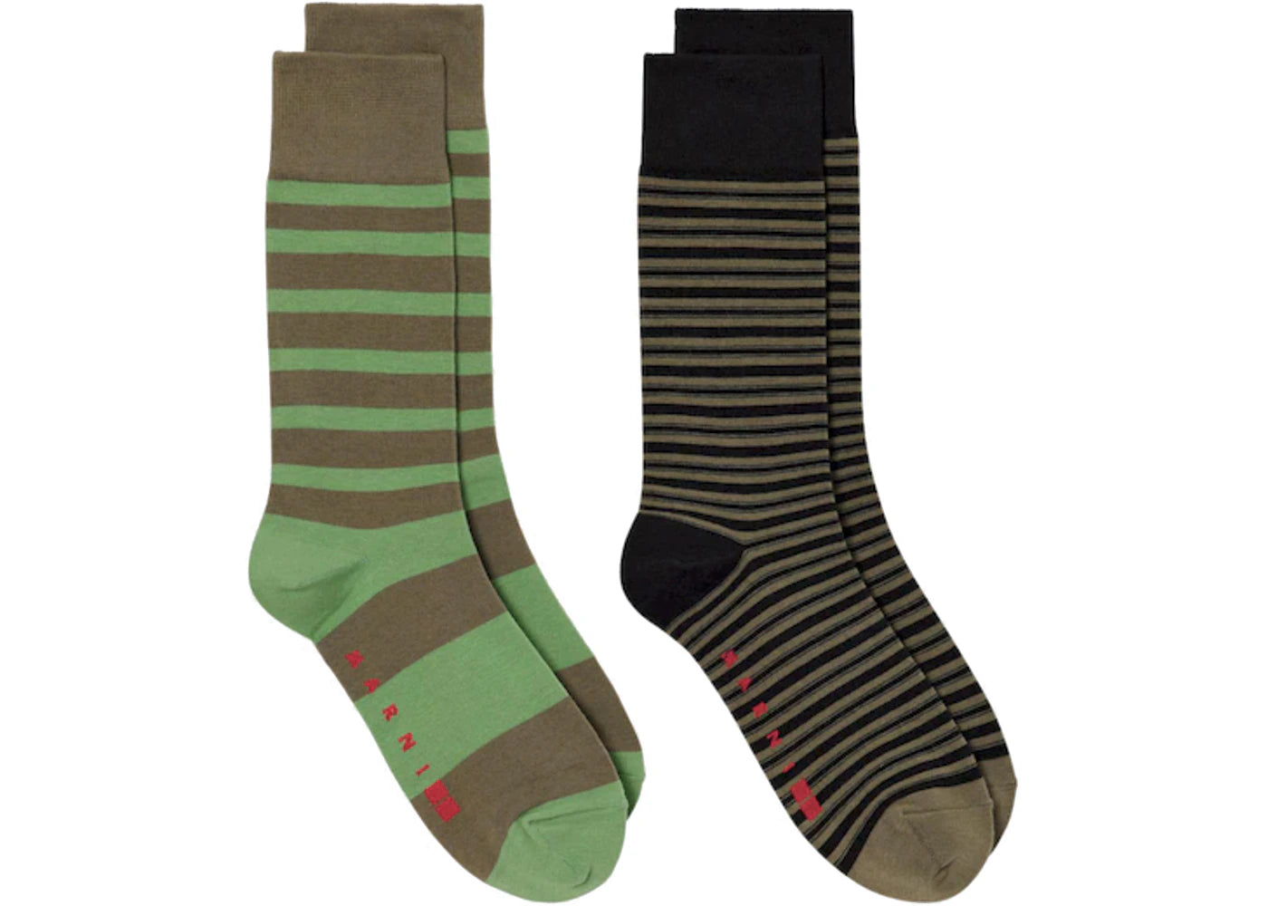 Uniqlo x MARNI Border Socks (Set of 2) Olive