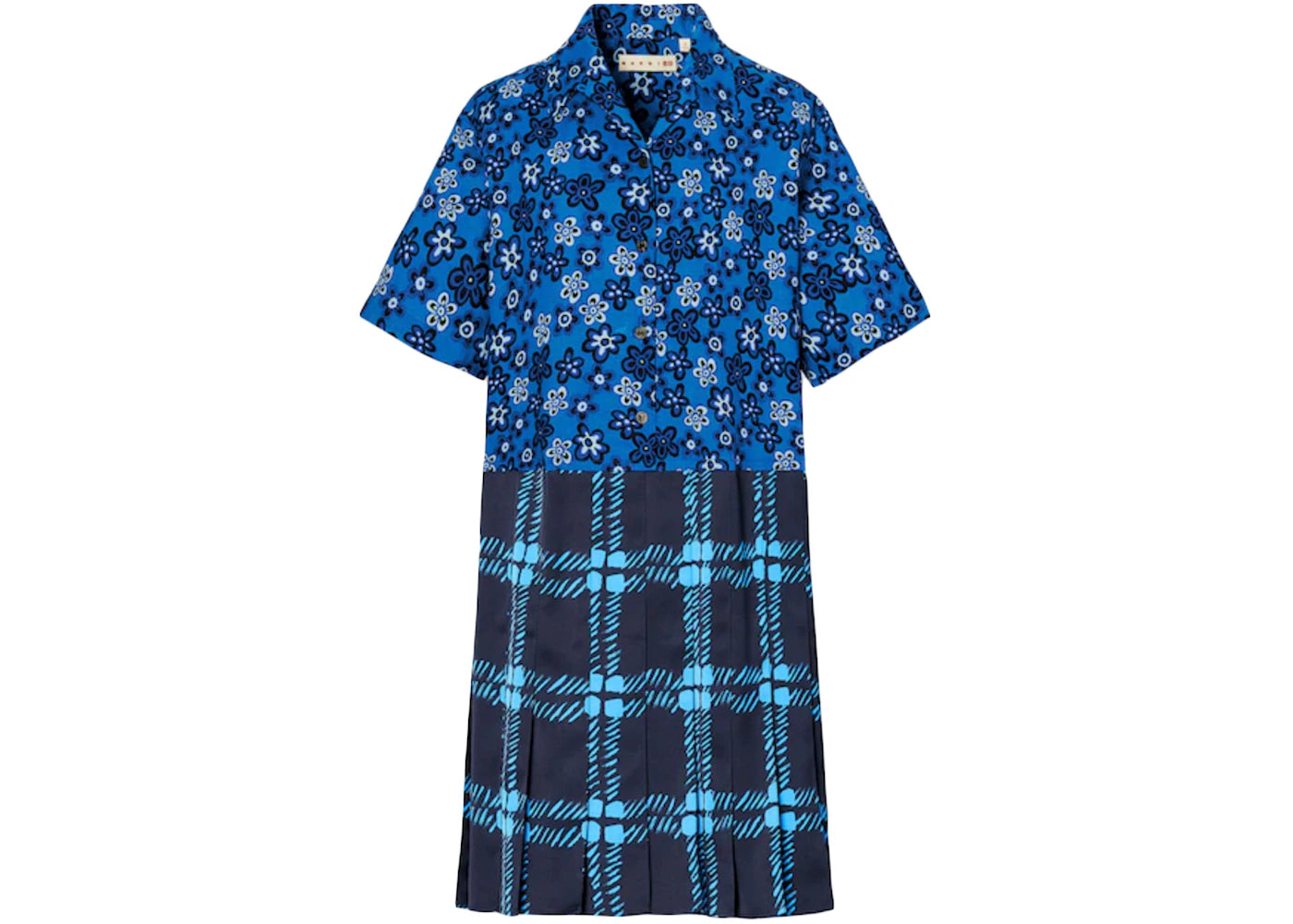 Uniqlo x MARNI Open Collar Pleated Dress Blue