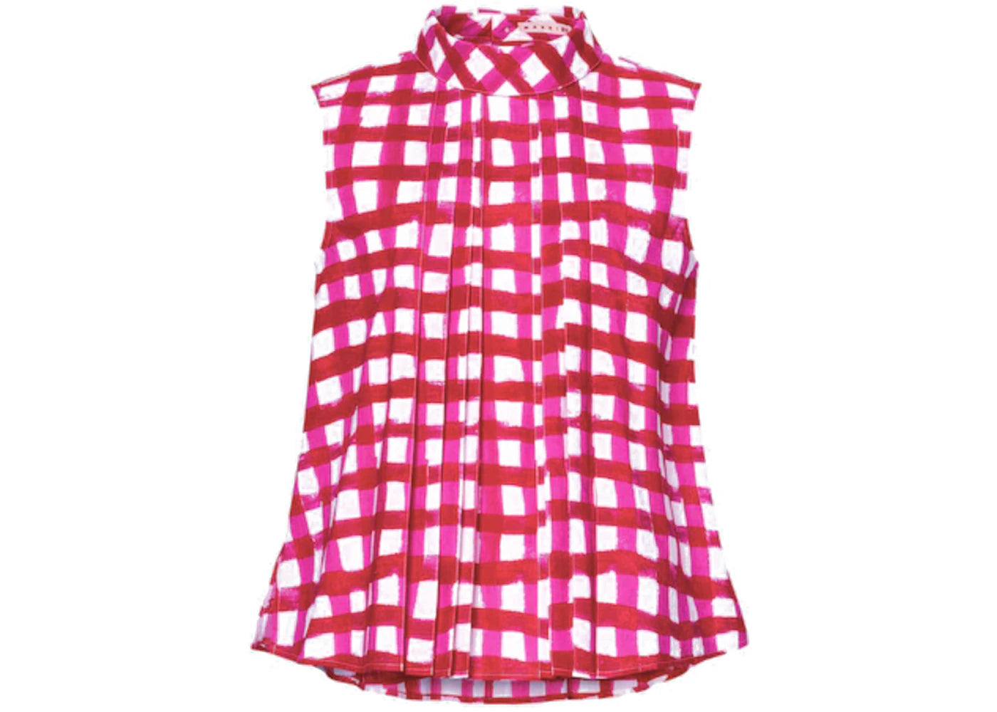 Uniqlo x MARNI Women's Check Tuck Blouse (Asia Sizing) Pink