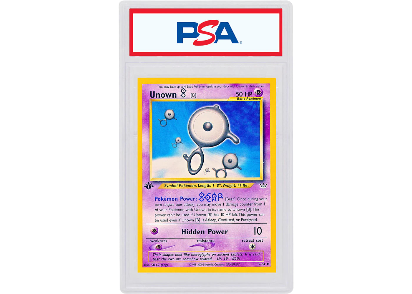 Unown B 2001 Pokemon TCG Neo Revelation 1st Edition #39/64 (PSA or BGS Graded)